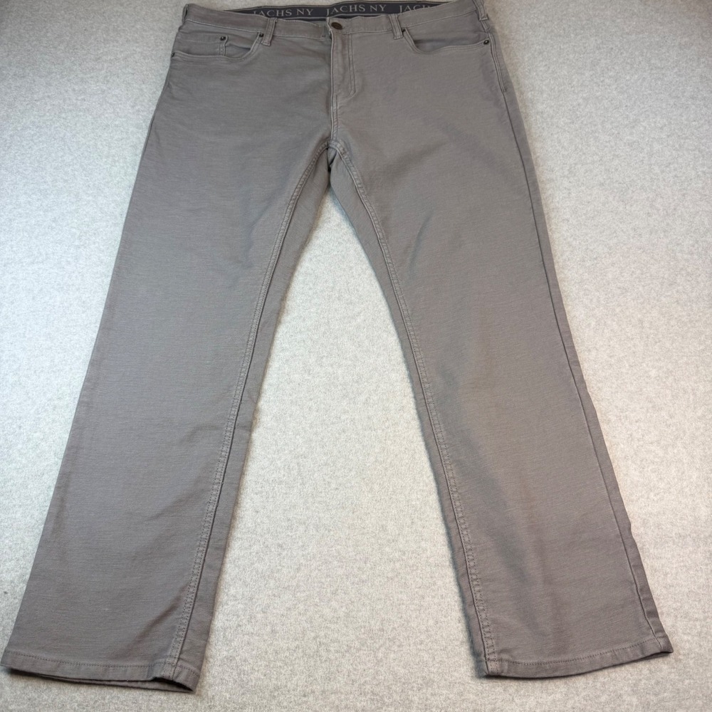 Jachs NY Mens Grey Stretch Sateen 5-Pocket Straight Leg Pants 38x30